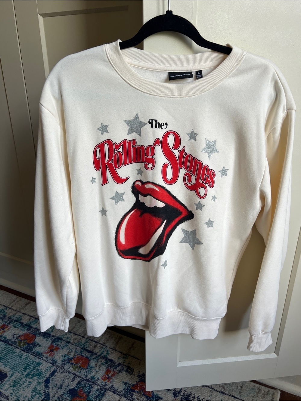 The Rolling Stones Tongue and Stars Graphic Fleece Sweatshirt large